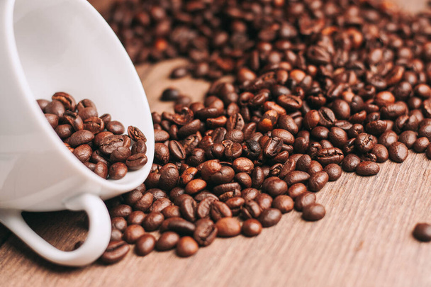  coffee beans freshly brewed beverage close-up food - Фото, изображение