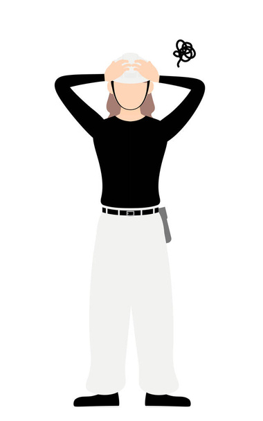 Carpenter woman pose, Worry with your head - Vector, Image