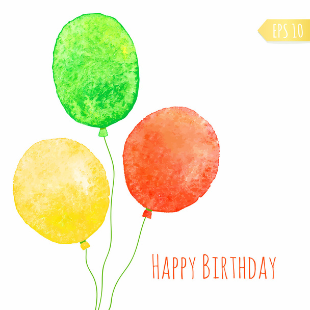 Card with colored watercolor paint balloons. - Vector, Image