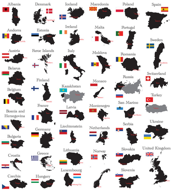 χώρες της Ευρώπης - Διάνυσμα, εικόνα
