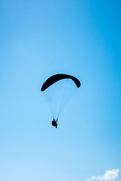 paragliding flight in the mountains. Le Grand-Bornand, Haute-Savoie, France - Valokuva, kuva