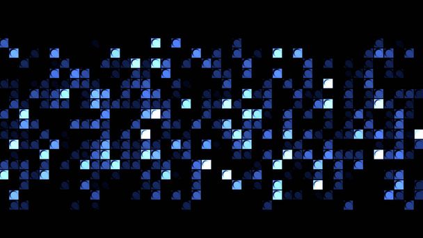 Abstrakte, glänzende Lichtpixel blockieren beweglichen Hintergrund, nahtlose Schleife. Bewegung. Verpixelte bunte Blockwand mit blinkenden Quadraten.. - Foto, Bild