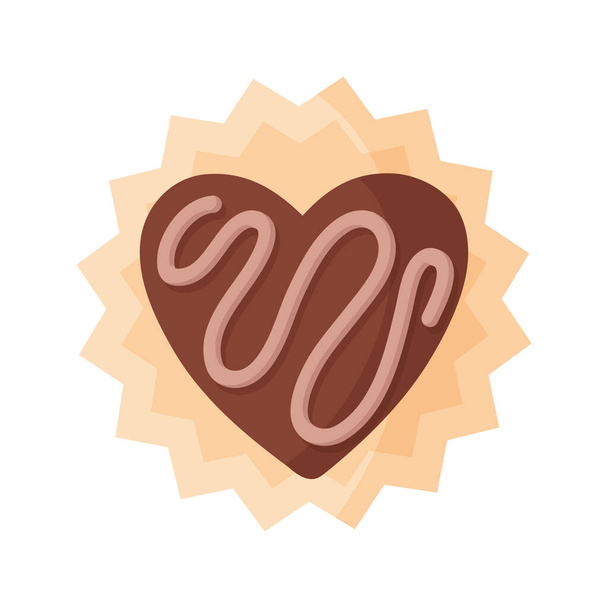 Dessert au chocolat au cœur ou bonbons avec glaçage pour la Saint-Valentin ou les vacances. - Vecteur, image
