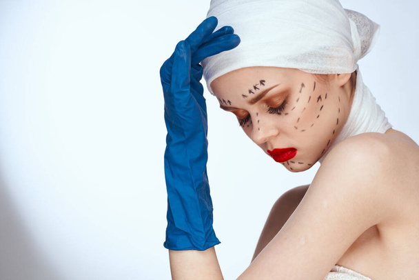 female patient aesthetic facial surgery clinic body care close-up - Φωτογραφία, εικόνα