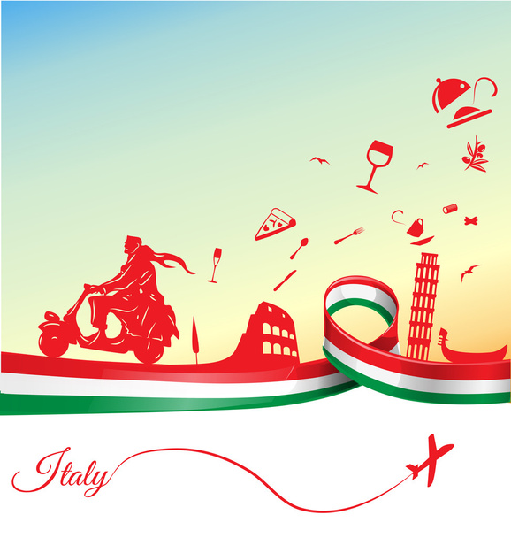 Italian holidays background with flag - Vector, Image