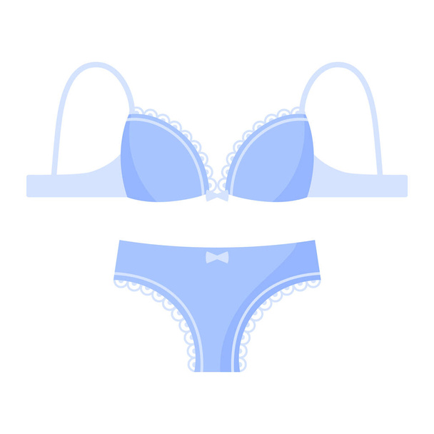 Sexy female blue underwear pantie and bra. Fashion concept. Vector cartoon isolated illustration. - Wektor, obraz