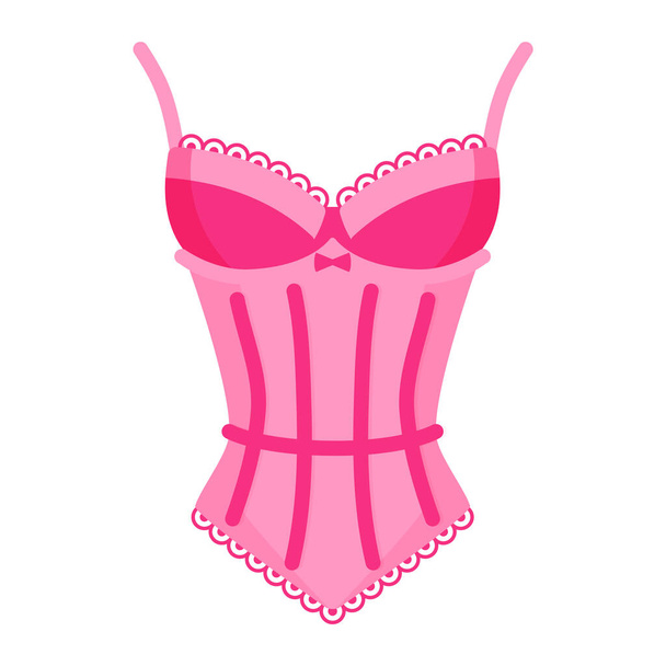 Women elegant pink retro corset. Fashion concept. Vector cartoon isolated illustration. - Вектор,изображение