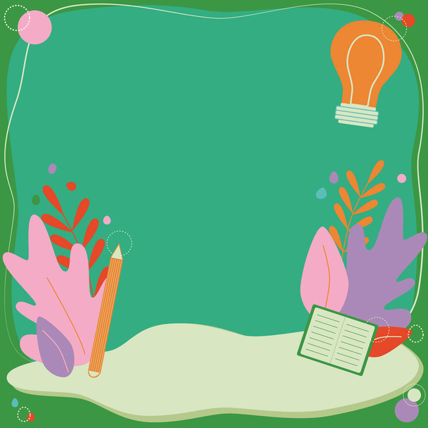 Textový rámeček obklopený rozmanitými květinami Srdce a listy. Rámec pro psaní Ringed s různými sedmikrásky, Srdce a listy stromů - Vektor, obrázek