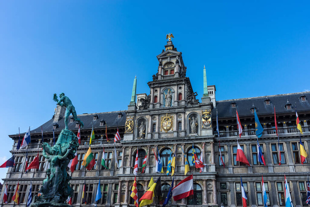 A beautiful view of Antwerp City Hall in Belgium - 写真・画像