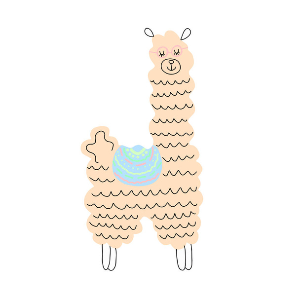 Vector cute llama or alpaca illustration. Funny animal - Vektor, Bild