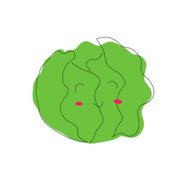 Vector flat illustration of cheerful cartoon cabbage isolated on white background - ベクター画像