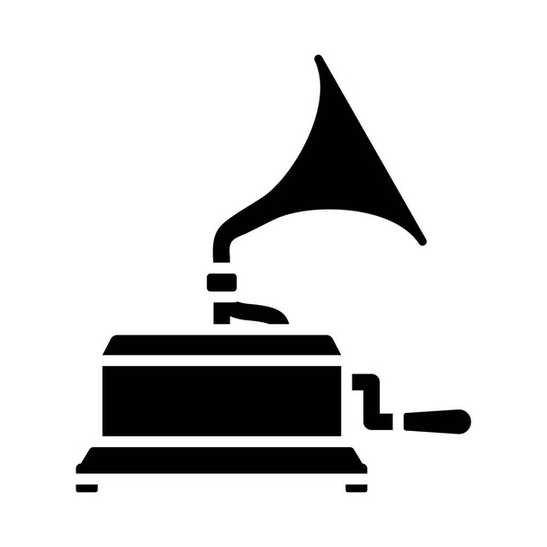 Grammophon-Ikone. Schwarzes Schablonendesign. Vektorillustration. - Vektor, Bild