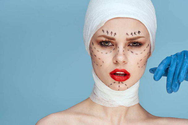female patient aesthetic facial surgery clinic body care isolated background - Valokuva, kuva