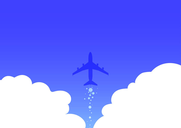 Иллюстрация запуска самолета "Fast Straight Up To The Skies". Самолет рисует полет высоко в небе. Реактивный дизайн, плывущий в воздухе с облаками. - Вектор,изображение
