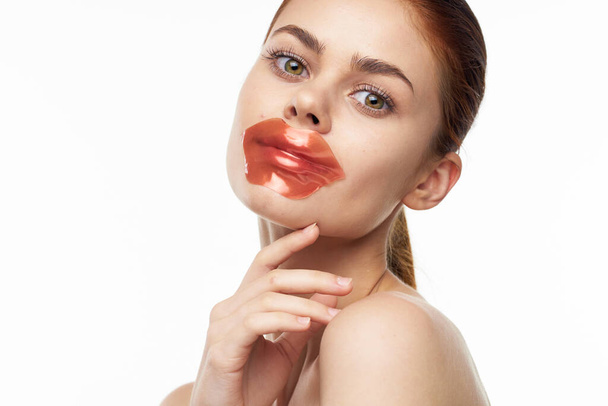 pretty woman in patches on face rejuvenation spa treatments - Fotó, kép