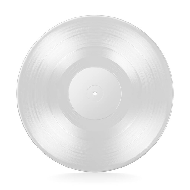 12 Zoll weiße Vinyl-Schallplatte isoliert auf weißem Hintergrund. 3D-Darstellung. - Foto, Bild