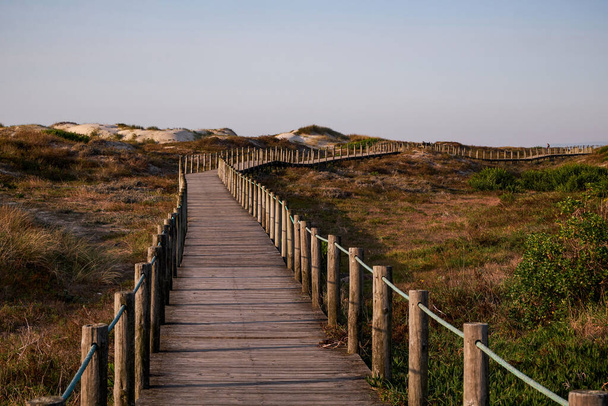 Wooden Pathway Walkway on Sand Dunes at Esposende, Portugal - Outdoor, Nature, Hiking - Photo, image