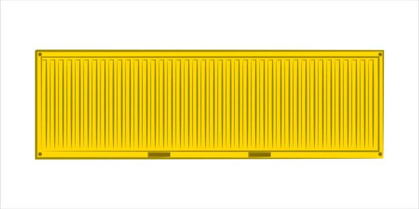Yellow freight container. Cargo container for ship isolated on a white background. Delivery, transportation, shipping freight transportation. Vector illustration EPS 10.  - Vector, Image