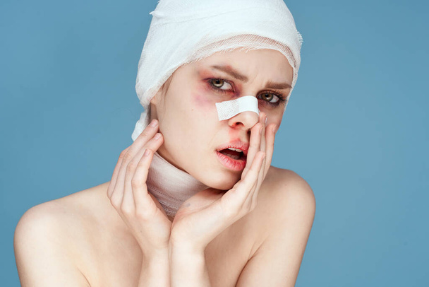 female patient plastic surgery operation bare shoulders studio lifestyle - Фото, изображение