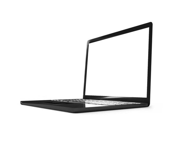 Laptop Computer 3D Illustratie Mockup Scene op geïsoleerde achtergrond - Foto, afbeelding