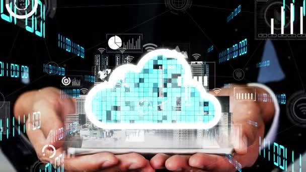 Conceptual cloud computing and data storage technology for future innovation - Footage, Video
