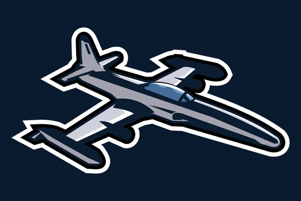 Американский истребитель-невидимка времен холодной войны. простой логотип самолета, военная техника. - Вектор,изображение