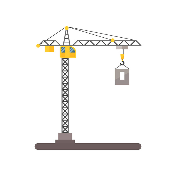 Large crane isolated on white background. Construction site element. Vector illustration - Wektor, obraz