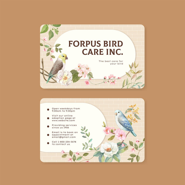 Namecard template with forpus bird concept,watercolor styl - Vector, Image