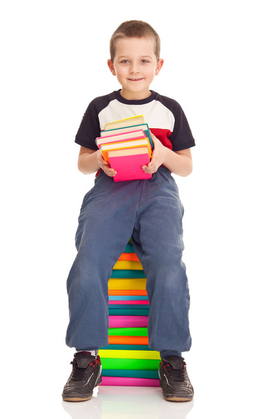 Little boy with books - 写真・画像