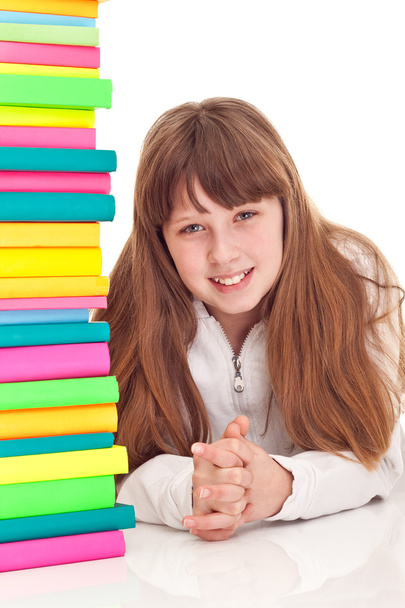 Student girl with books - Φωτογραφία, εικόνα