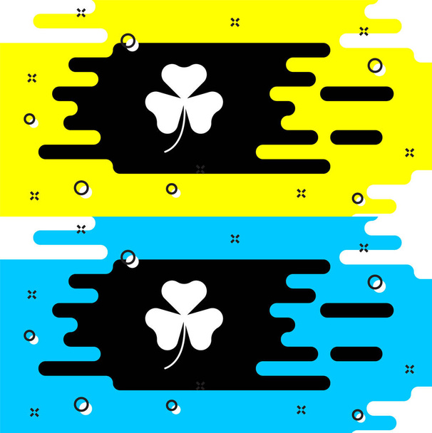 Λευκή τριφύλλι τριφύλλι φύλλο εικόνα απομονώνονται σε μαύρο φόντο. Ευτυχισμένη μέρα του Αγίου Πατρικίου. Εθνική Ιρλανδική γιορτή. Διάνυσμα - Διάνυσμα, εικόνα