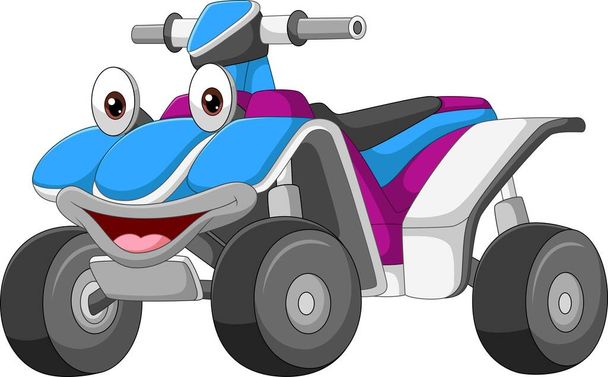 Ilustração vetorial de desenhos animados sorrindo mascote de bicicleta Atv - Vetor, Imagem