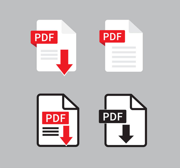 Sada ikon PDF izolovaných na šedém pozadí. Stáhnout pdf soubor. Vektorová ilustrace - Vektor, obrázek