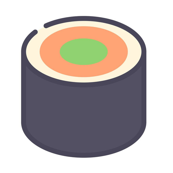 Ilustración vectorial de la comida japonesa - rollos de sushi - Vector, imagen