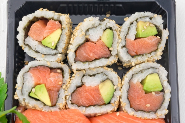 Japanese sushi take away closeup - Photo, image