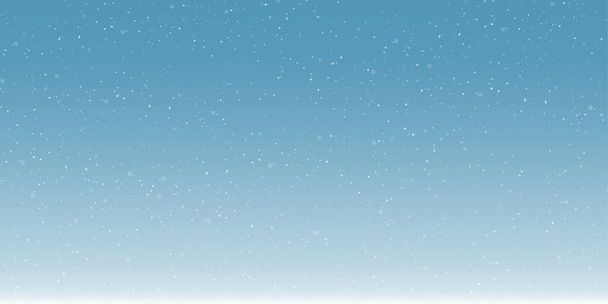 Paisagem de inverno sem costura padrão com neve caindo no céu, respingo branco no fundo azul. Ilustração vetorial Endless design bonito papel de parede para o Natal ou Ano Novo 2022 pano de fundo - Vetor, Imagem