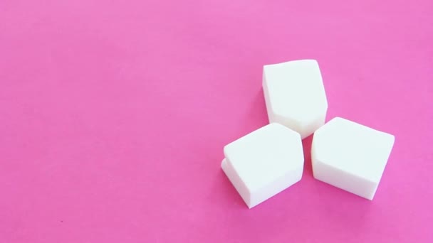 White foam cosmetic sponges for applying cream - Footage, Video