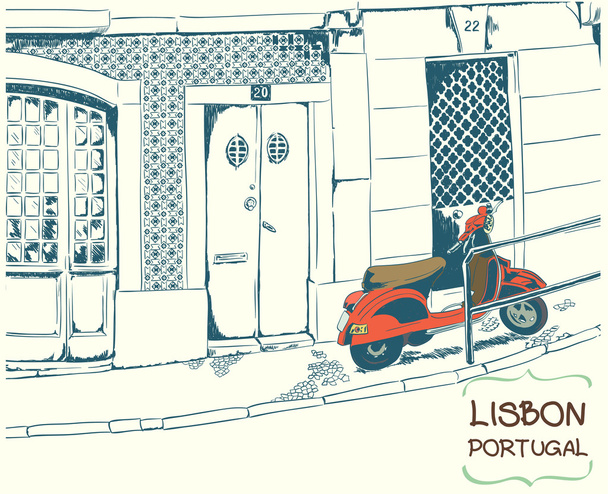Scooter dans la rue da Lisbonne
. - Vecteur, image