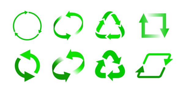 Kierrätys, Kierrätys, Vihreä, Uudelleenkäyttö, Lajiteltu jäte, Ekologinen vektori Kuvake Kuvitusmateriaali - Vektori, kuva
