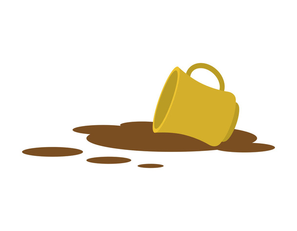 Cup of Coffee spilled. Spilled tea isolated. vector illustration - Vector, afbeelding