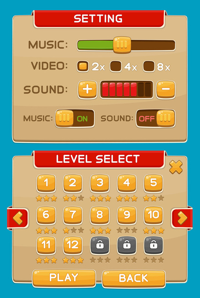 Interface buttons set for games or apps - Vector, Image