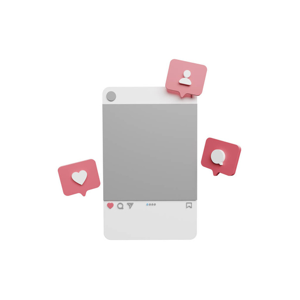 Interface de mídia social 3d render livre - Foto, Imagem