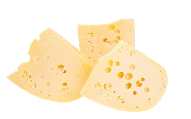 cheese with holes isolated on white background  - Photo, Image