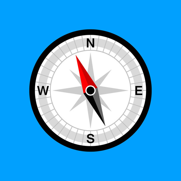 Kompas vector icoon op blauwe achtergrond  - Vector, afbeelding