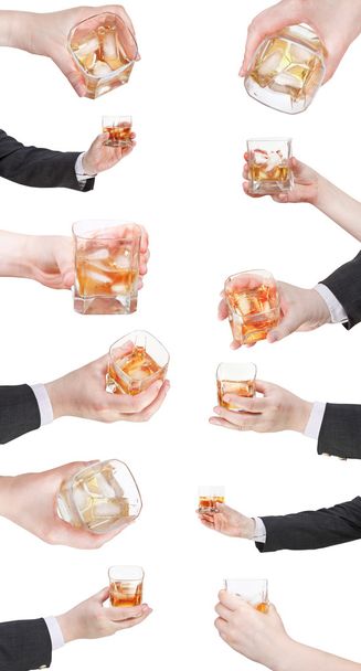 Elinde viski buz cam ile ayarla - Fotoğraf, Görsel