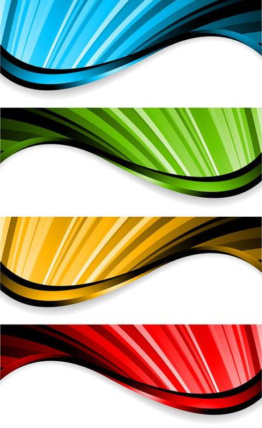 Collection of bright wavy banners - Vector, Image
