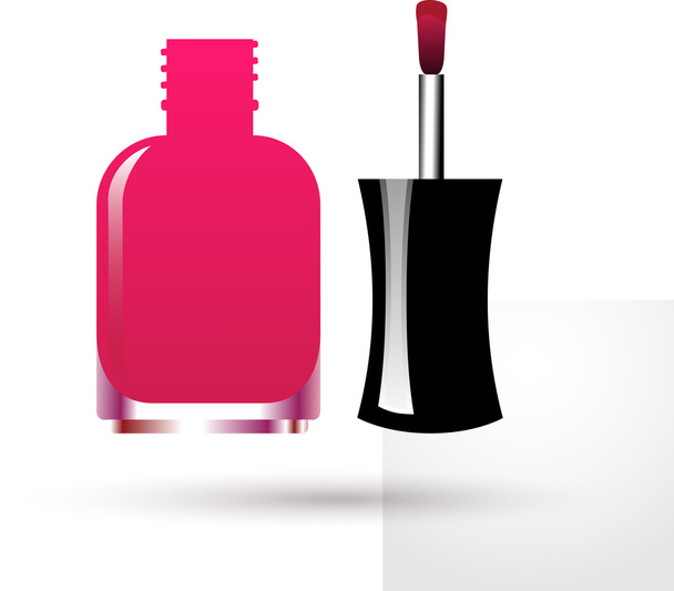Esmalte de uñas rosa botella abierta
 - Vector, Imagen