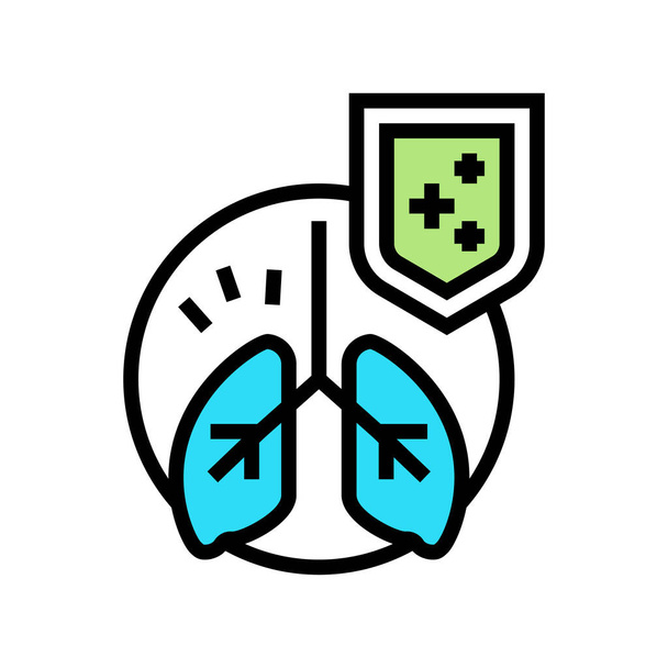 inmunidad pulmonar defensa color icono vector ilustración - Vector, imagen