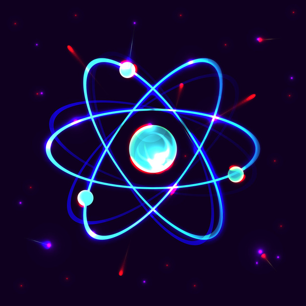 Shining colorful atom model. - Vector, Image