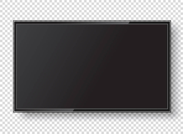 pantalla de televisión lcd aislado vector de fondo transparente plana negro panel de televisión borde de cristal realista blanco led inteligente - Vector, Imagen